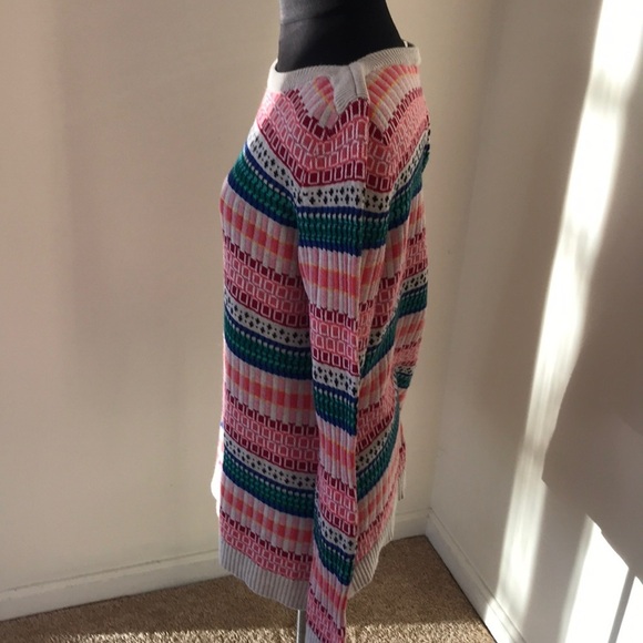 TALBOTS Size M Pink Multi Striped Long Sleeve Sweater - Picture 3 of 6